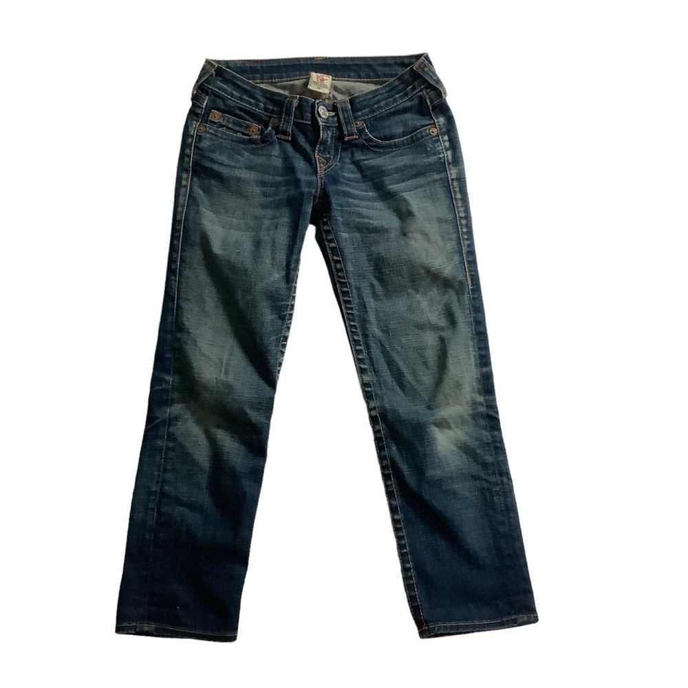 True Religion Medium Wash Kate Mid-rise Cropped Jeans Size 25